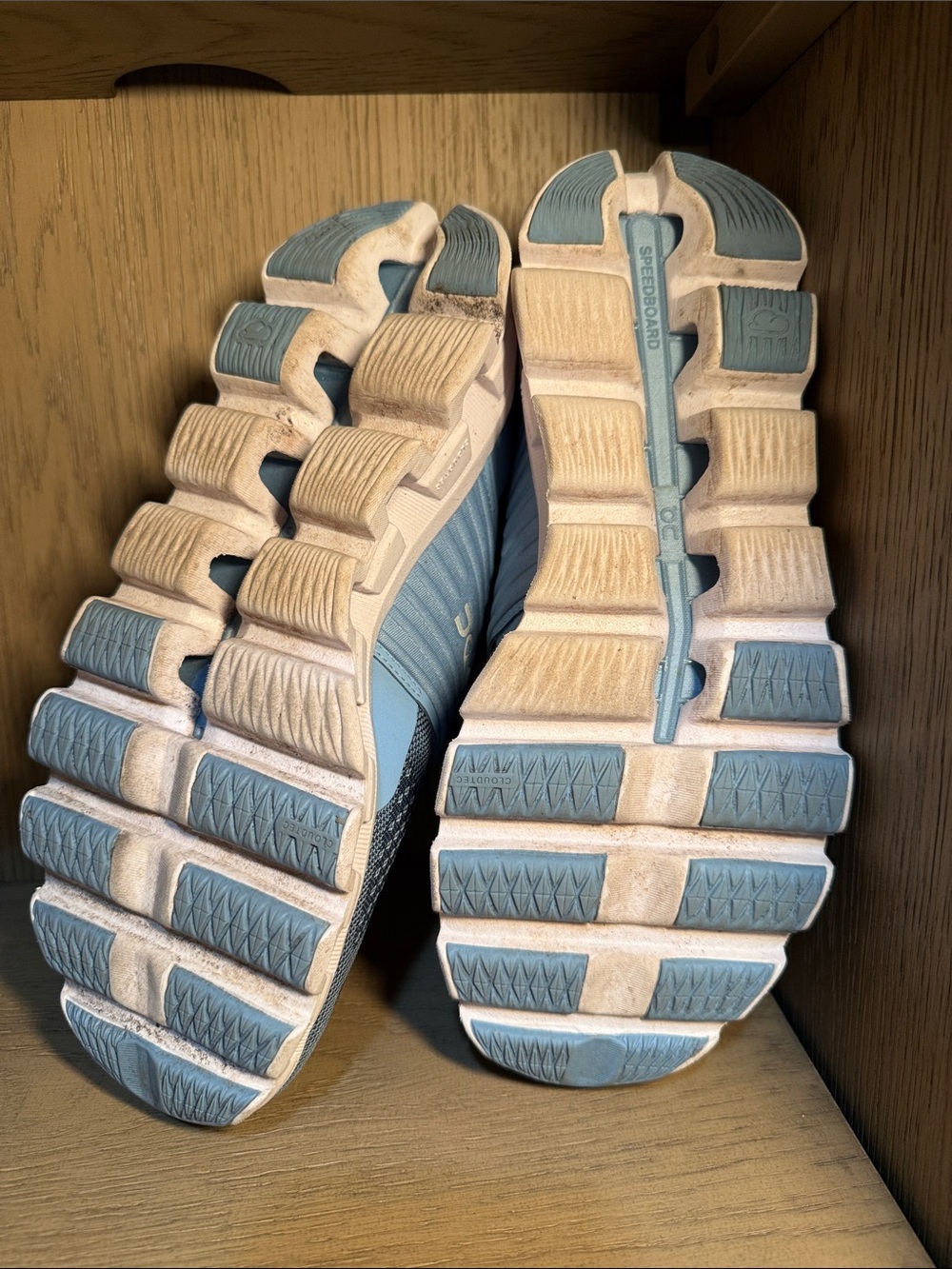 On Running Women's Pale Blue and White Cloudtej Athletic Sneakers - Picture 4 of 5